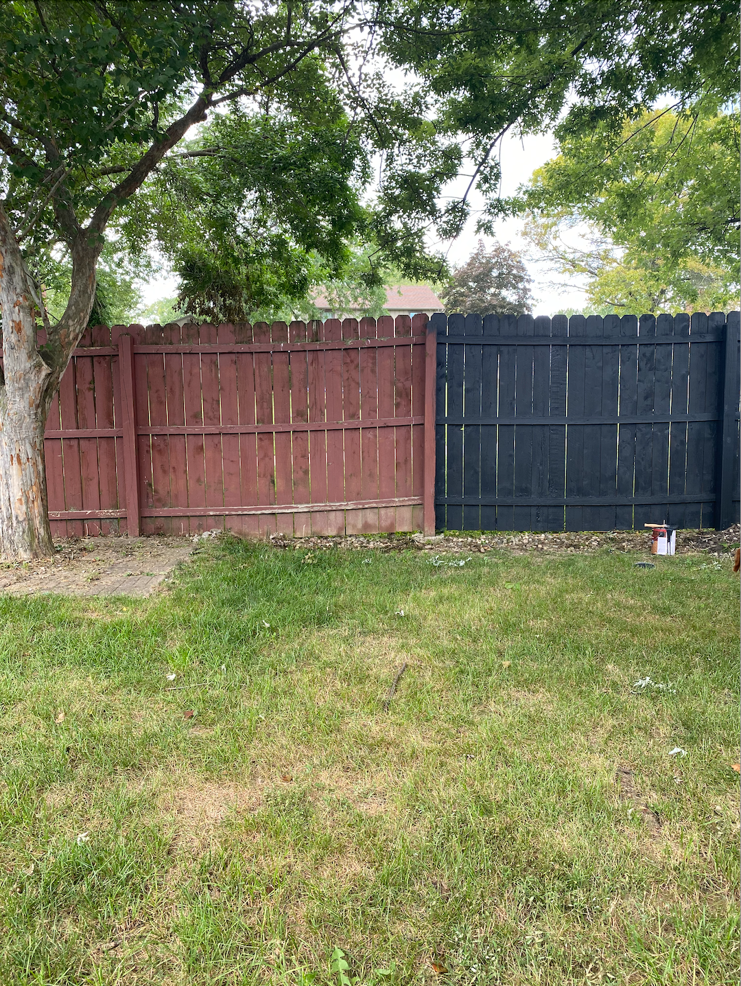 Before and After Black Wood Fence Stain - The Homeblondy